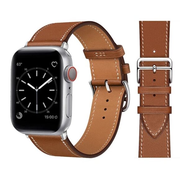 NEW[BAND] Brown Leather strap For Apple Watch - Picture 1 of 2